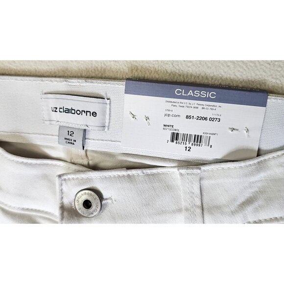 Liz Claiborne Classic Skinny Jeans Women's Size 12 Mid Rise White Denim - Picture 7 of 7
